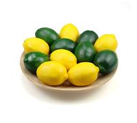 Ikosora Paquete De 12 Piezas De Limones Falsos, Limones Amarillos Artificiales para Manualidades De Decoración, Limas Falsas Realistas Conjunto Mixto Decoración Hogar Florero Rellenos Tazón De Frutas