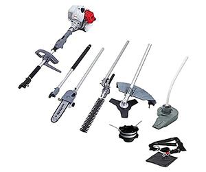 IKRA 73046730 Herramienta multifunción a Gasolina IBKH 52, 5en1: cortabordes, desbrozadora, Cortasetos telescópico, podadora de Altura y soplador, Gris, Rojo y Negro