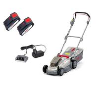 IKRA cortacésped Mulching ICM 2033 con 2X batería y Cargador, Ahorro de Espacio, Superficies de césped de hasta 150m²