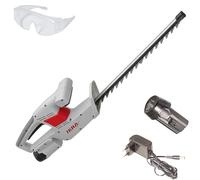 IKRA Cortasetos IAHS 1240, con batería, Cargador y Gafas, sólo 2 kg | Cuchilla con guía de aluminio y protector, longitud 41cm, grosor de corte 14mm, compatible con la gama de baterías IKRA 12V