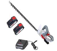 IKRA cortasetos IAHS 20-1, con 2 baterías de 20 V y cargador rápido | Longitud de corte 54 cm, grosor de corte 18 mm, cuchilla con protección contra golpes, gama de baterías de 20 V de IKRA