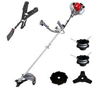 IKRA desbrozadora a Gasolina IBF 43 con útiles Accesorios, 42,7 cm³, 1,1 kW | Incluye cuchillas de 3 y 8 dientes, 2 bobinas y correa para el hombro, motor de 2 tiempos, sistema de arranque fácil