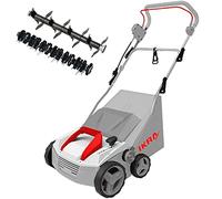 IKRA escarificador aireador eléctrico IEVL 1838, ancho de corte 38cm, 1800W | Cesto de recogida de 40 l, profundidad de trabajo de +5 a -12 mm, cambio de rodillos sin herramientas; uso sin cesto posible