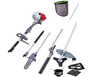 IKRA Herramienta multifunción a Gasolina IBKH 33, 4en1, Incl. prolongación, Lima de Cadena y Placa de protección