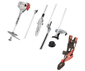 IKRA Herramienta multifunción IKRA IBKH 52-1 Gasolina 4en1, 51,7cm³, 1,5kW | 4 herramientas en una: desbrozadora, cortabordes, cortasetos y podadora, motor de 2 tiempos y sistema de arranque fácil