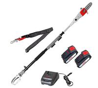 IKRA podadora de Altura ICPS 2020, con 2 baterías y Cargador rápido | Longitud de la hoja: 20 cm, telescópica, mango giratorio de 180°, correa para el hombro, gama de baterías de 20 V de IKRA
