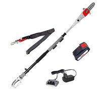 IKRA podadora de altura ICPS 2020, con batería, cargador y bandolera | Longitud de la espada: 20 cm, telescópica, herramienta ligera, mango giratorio de 180°, gama de baterías de 20 V de IKRA