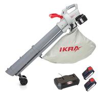 IKRA soplador de Hojas 3en1 IALS 2-20, Incluye 2 baterías de 20V y Cargador | Selector función de aspiración y soplado, hasta 210 km/h, in olsa de 45 l y cinta de hombro, gama de baterías de 20V IKRA