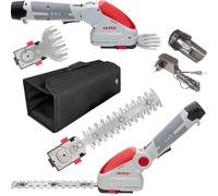 IKRA Tijeras para Hierba y arbustos a batería IGBS 1210 2 en 1, con Bolsa | Incluye batería de 12 V y cargador, mango de 7 posiciones, cuchillas «Made in Germany», gama de baterías IKRA de 12 V