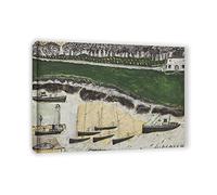 IKYE Alfred Wallis “ÁRBOLES EN FLOR” Reproducción sobre lienzo. Impresiones de Cuadros famosas de veleros. Cuadro de arte de pared de lienzo para decoración del hogar. 60x84cm (23.6x33.1in) Enmarcado