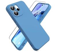 Ikziwreo Funda para OPPO Reno 15 FS 5G/OPPO Reno 15 F 5G, con 1 Pack Protector de Pantalla de Vidrio Templado, Carcasa de Silicona Suave - Azul