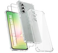 Ikziwreo - Funda para Samsung Galaxy A56 5G con 2 Piezas de Vidrio Templado, Silicona TPU Transparente Suave [Parachoques con Esquinas Reforzadas], Carcasa Anti-Choque Transparente