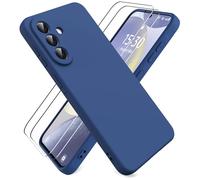 Ikziwreo Funda para Samsung Galaxy A57 5G, con 2 Pack Protector de Pantalla de Vidrio Templado, Case de Goma a Prueba de Choques a los Arañazos, Carcasa de Silicona Suave - Azul Medianoche