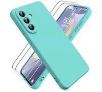 Ikziwreo Funda para Samsung Galaxy A57 5G, con 2 Pack Protector de Pantalla de Vidrio Templado, Case de Goma a Prueba de Choques a los Arañazos, Carcasa de Silicona Suave - Lightblue