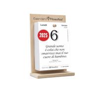 Il Calendario Filosofico 2025 con soporte de madera, formato A6 10 x 14 cm, el primer y el original calendario de mesa con 365 días de frases filosóficas, lee cada día una frase, creado en Bolonia
