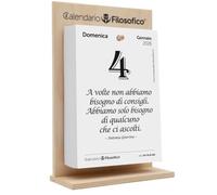 Il Calendario Filosofico 2026 con soporte de madera, formato A4 de 21 x 30 cm, el primer y el original calendario de mesa con 365 días de frases filosóficas, lee cada día una frase