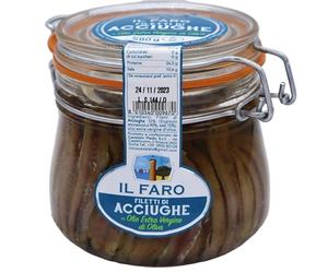 IL FARO Filetes de anchoas Finas de Sicilia en Aceite de Oliva Virgen Extra 580 g