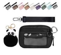 Il Iris 'Portafoglio di 2a Generazione, 5,5 × 3,5 "Custodia per Carte con Cerniera con Finestra ID, Il Iris' Pouch Braccialetto, Impermeabile Nylon Portachiavi da Donna (Nero,5,5 * 3,5 pollici)