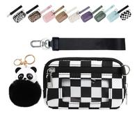 Il Iris 'Portafoglio di 2a Generazione, 5,5 × 3,5 "Custodia per Carte con Cerniera con Finestra ID, Il Iris' Pouch Braccialetto (Griglia in Bianco Nero,5,5 * 3,5 pollici)