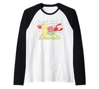Il Mercato Mercado de Verano Italiano Sardinas Conservas de Camiseta Manga Raglan