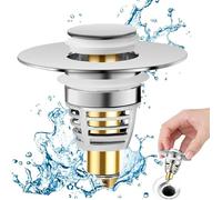 Il Miglior - Tapón para lavabo de baño, tapón de bidé universal de desagüe de acero inoxidable para bañera Pop up mecánico, lavabo, cocina, fabricado en Italia