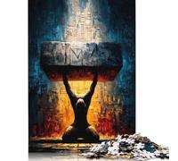 Il Peso del Nome - Figura inginocchiata Sotto la Pietra Sacra Puzzle per adulti 500 pezzi Puzzle in Legno Come Regalo Gioco Educativo per adulti (52x38 cm)