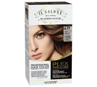 IL Salone Milano Plex Rebuilder Color de color de cabello permanente - 6.77 Kit de tinte para cabello rubio de chocolate negro para un brillo y glase