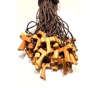 IL SOLE Tau de madera de olivo, cruz de San Francisco de Asís 2,5 cm, 20 piezas con 3 nudos franciscanos, certificado de calidad, fabricado cerca de Asís, MEDIA