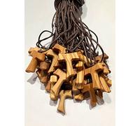 IL SOLE Tau de Madera de Olivo, San Francisco de Asís cruzan 2,5 cm 50 Piezas con 3 Nudos franciscanos