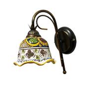 Ilab Aplique de hierro forjado 1 luz con cerámica coll candida,monta 1 bombilla e14 casquillo pequeño de 40 W, ancho: 15 cm, altura: 27 cm, aplique 1 luz