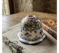 Ilab - Plato de cerámica de repuesto para lámpara de araña, aplique firmado y decorado a mano por maestros ceramistas de San Stefano de camastra con decoración de flores, diámetro 16 cm