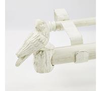 ILAISIHOME 1-1/8 Inch Diameter Weathered White Curtain Rod with Bird Design Finials, 36-72'' Telescoping Double Curtain Rods for window width 24-68 inch, 1 pack