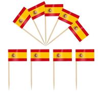 iLamvie 100 PCS Banderas de Palillos de Dientes de España,Decoración de Pastel,Bandera de Palillo de Cóctel Mini Bandera para Sándwiches Pub Frutas Decoración del Evento