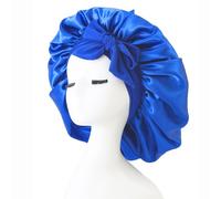 iLamvie Gorro De Seda,Gorro de Seda Ajustable,Gorro De Seda Para Dormir Para Pelo Rizado Con Banda Ancha Elástica Para Mujeres Y Niñas, Gorro De Saten Para Dormir Pelo Rizado(Azul)