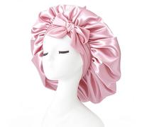 iLamvie Gorro De Seda Para Dormir,Gorro De Seda Ajustable,Gorro Saten Pelo Rizado,Gorro De Para Dormir Para Pelo Rizado Con Banda Ancha Elástica Para Mujeres Y Niñas(Rosa)