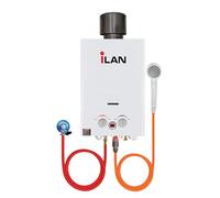 iLAN Calentador de agua a gas propano/GLP sin tanque de 6 l/min con tapa de lluvia, ducha instantánea multiusos al aire libre para camping, lavado de mascotas, barcos y viajes de caravana