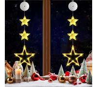 ILantule 2PCS Cortina Luces Navidad,Cortina de Luces con Estrella a Pilas,Estrella Luces para Interior Exterior Fiesta,Navidad Decoración - Tres Estrellas