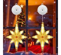 ILantule 2PCS Cortina Luces Navidad,Cortina de Luces con Estrella a Pilas,Estrella Luces para Interior Exterior Fiesta,Navidad Decoración - Hexagrama