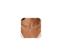 ilasif Kette Silber 925 Damen Halskette Damen Silber mit Herz Zirkonia Anhänger, Silberkette Geburtsstein Mode Halskette Schmuck Geschenke für Frauen Mädchen, 40+5cm/17,55+1,95in, Piedra, Circonita