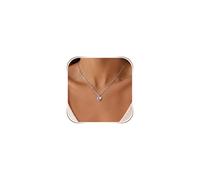ilasif Kette Silber 925 Damen Halskette Damen Silber mit Herz Zirkonia Anhänger, Silberkette Geburtsstein Mode Halskette Schmuck Geschenke für Frauen Mädchen, 40+5cm/17,55+1,95in, Piedra, Circonita