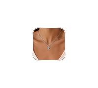 ilasif Kette Silber 925 Damen Halskette Damen Silber mit Herz Zirkonia Anhänger, Silberkette Geburtsstein Mode Halskette Schmuck Geschenke für Frauen Mädchen, 40+5cm/17,55+1,95in, Piedra, Circonita