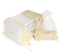 ilauke 36 Bolsas de Organza Con Tejido de Yute,Bolsas para Envoltura de Joyas 9 x 12cm,Bolsas de Organza Con Cordón,Bolsas de Regalo de Organza para Boda Favores Joyas y Dulces