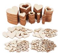 ilauke 500 adornos de corazón de madera, rebanadas de corazón de madera mixta para libros de recortes, manualidades, regalos personalizados, decoración de bodas y fiestas, 1 cm, 2 cm, 3 cm, 4 cm