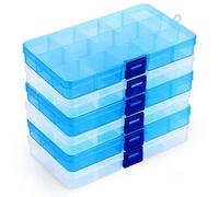 ilauke Almacenaje Plastico, 6 Ajustable Caja de Almacenamiento,Cajas Organizadoras Pequeña 15 Compartimentos con compartimentos ajustables,caja de almacenamiento de plástico Para joyas,tornillos