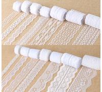 ilauke Cinta de encaje blanca de 46 yardas, 14 rollos de adornos de encaje vintage de 0.6 a 2.1 pulgadas con patrones surtidos para costura, manualidades, cinta de flores, 3.28 yardas cada uno