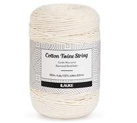 ilauke Cuerda Macramé 3mm X 300m de Algodón Natural 4 Capas - Cordón para Hilo, Pared, Boda, Tejer, Navidad - Ecológico - Color Beige
