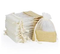 ilauke Geschenksäckchen,36 Hochzeit Organzabeutel 8x10cm,kleine Organzasäckchen Spleißen Juutesäckchen mit Zugband, Reutilizable Säckli Beutel Geschenk Schmuckbeutel für Party Feiern Weihnachten