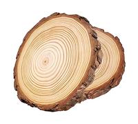 ilauke Grandes Rebanadas de Madera Natural de 18 a 20cm,2 Piezas Rodajas de Madera SinTaladrar,Discos de Madera Sin Acabar,Círculos de Madera para Manualidades,Posavasos de Arte,Decoraciones Navidad