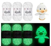 ilauke Hilo Luminoso para Tejer a Mano,3 Rollos de Hilo Que Brilla en la Oscuridad,50g/Rollo Ovillo de Lana,2mm Hilo de Tejer,Lana Tejer Ovillos,Hilo Ganchillo para Bufandas,Cárdigans,Punto(Blanco)