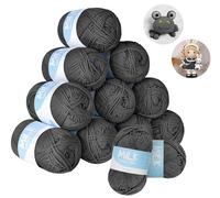 ilauke Juego de 12 ovillos de lana acrílica supersuave para ganchillo y punto, 50 g/bola, 100 m, color beis, ideal para amigurumi, mantas de bebé, gorros, lavables a máquina y sin arrugas